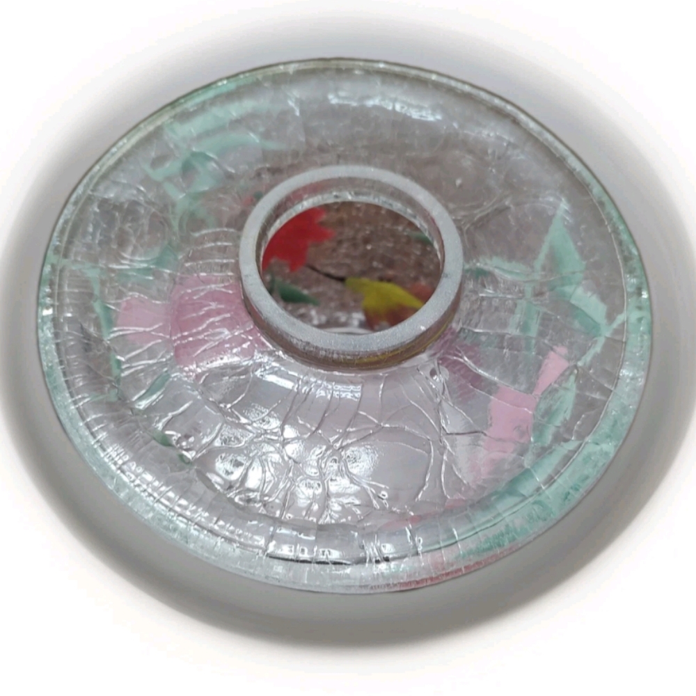 Yankee Candle Type Crackle Glass Jar topper Shade Butterfly, Tulips, Humingbird! - Picture 8 of 12